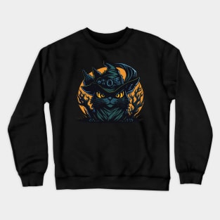 Scary Black Cat Witch Crewneck Sweatshirt